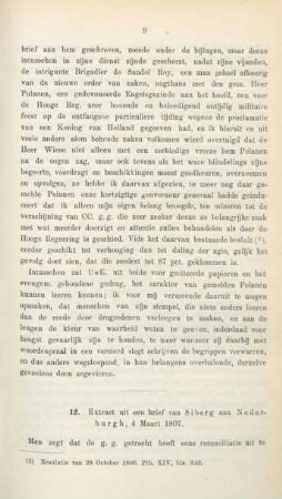 12. Extract uit een brief van Siberg aan Nederburgh, 4 Maart 1807