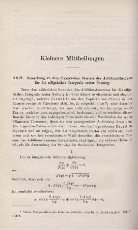 XXIV. Bemerkungen zu dem Sturm´schen Beweise des Additionstherems für die elliptischen Integrale erster Gattung.