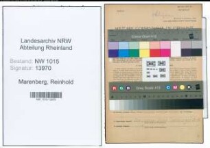 Entnazifizierung Reinhold Marenberg , geb. 01.02.1900 (Polizeibeamter)