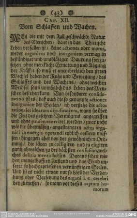 Cap. XII. Vom Schlaffen und Wachen
