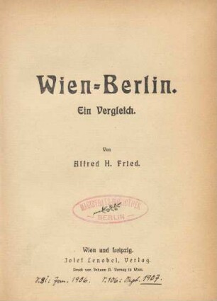 Wien-Berlin : ein Vergleich