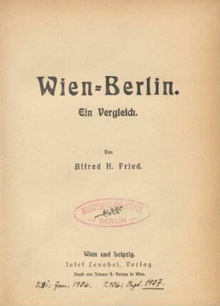 Wien-Berlin : ein Vergleich