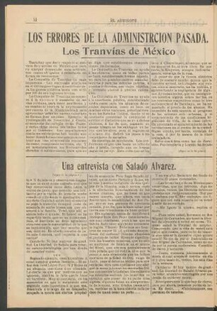 Los errores de la administración pasada. : Los tranvías de México.