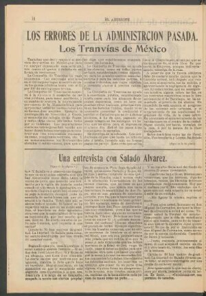 Los errores de la administración pasada. : Los tranvías de México.