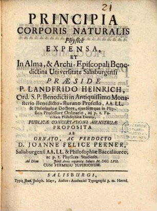 Principia corporis naturalis physice expensa