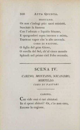 Scena IV. Carino, Montano, Nicandro, Mirtillo. Coro di Pastori