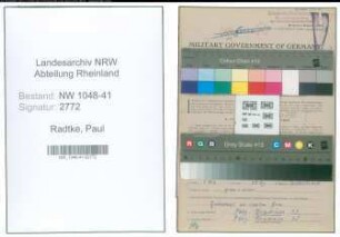 Entnazifizierung Paul Radtke , geb. 10.03.1920 (Polizist)