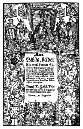 Biblia, beider Allt unnd Newen Testamenten. ... Nach alter, in christlicher kirchen gehabter Translation, mit außlegung etlicher dunckeler ort, unnd besserung vieler verrückter wordt und sprüch. Durch Johann Dietenberger, zum 2. mäll corr.