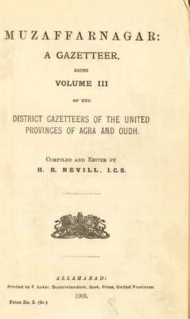 Vol. 3: Muzaffarnagar : a gazetteer