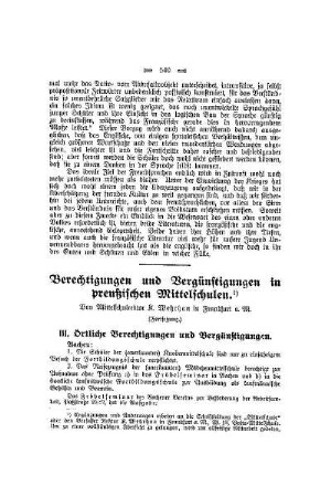 Berechtigungen und Vergünstigungen in preußischen Mittelschulen : (Fortsetzung)