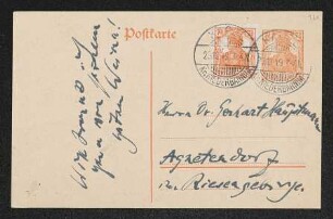 Brief von Moritz Heimann an Gerhart Hauptmann