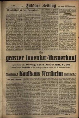 Zweite Ausgabe vom Samstag, den 31. Dezember 1927.