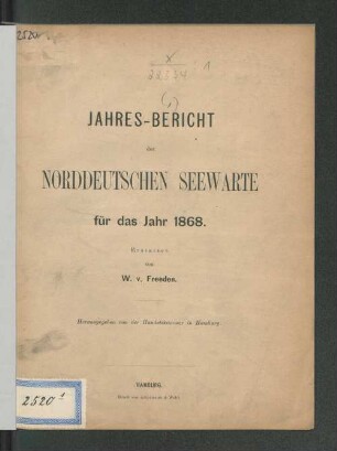 1.1868: Jahresbericht der Norddeutschen Seewarte