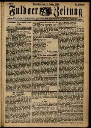 Ausgabe vom Donnerstag, den 12. Januar 1893.