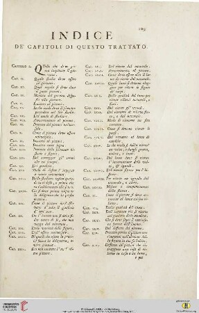 Indice de’ capitoli di questo trattato