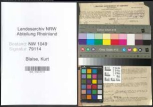 Entnazifizierung Kurt Blaise , geb. 01.06.1911 (Richter)
