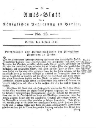 No 15, 2. Mai 1821