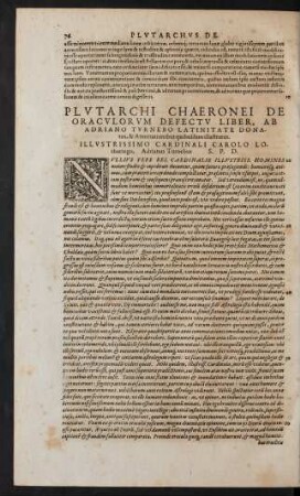 Plutarchi Chaeronei De Oraculorum Defectu Liber ...