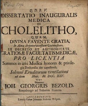 Diss. inaug. med. de cholelitho