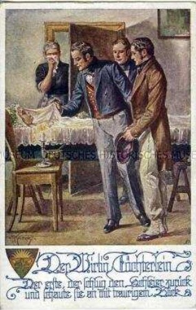 Illustration zu Uhlands Gedicht "Der Wirtin Töchterlein"; Postkarte des Deutschen Schulvereins, Nr. 919