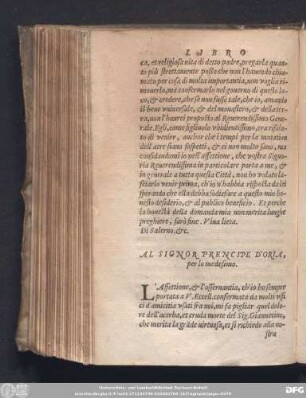 Al Signor Prencipe D'Oria, per lo medesimo.