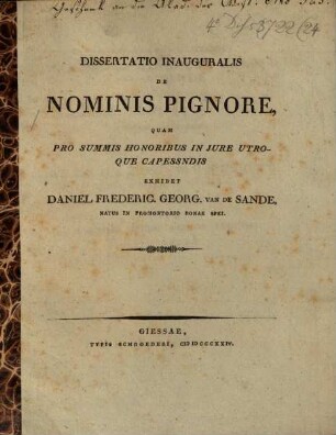 Diss. inaug. de nominis pignore