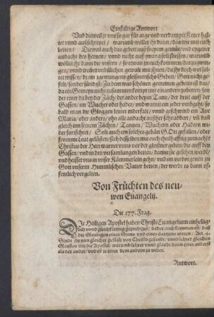 Von Früchten des neuwen Evangelii.