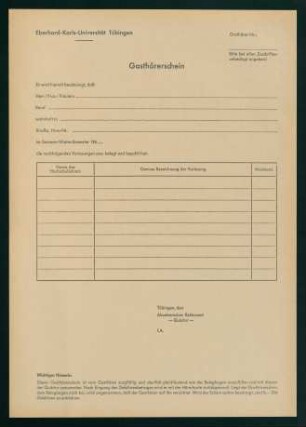 Gasthörerschein blanco