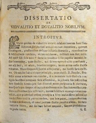 Dissertatio inauguralis iuridica de dotalitio et vidualitio nobilium : ... una cum subnexis ex omnigeno iure positionibus