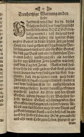Treuhertzige Warnungen an den Leser.
