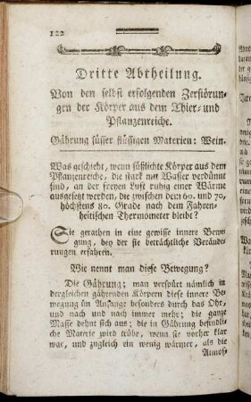 Dritte Abtheilung. Von den selbst erfolgenden Zerstörungen der Körper aus dem Thier- und Pflanzenreiche.