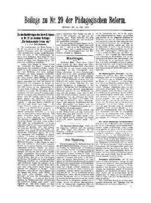 Mitteilungen : Beilage zu Nr. 29 der Pädagogischen Reform