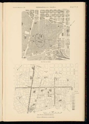 Stadtplan Barcelona: Lagepläne der Altstadt (aus: Atlas zur Zeitschrift für Bauwesen, hrsg. v. Ministerium der öffentlichen Arbeiten, Jg. 65, 1915)