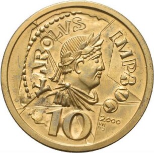 Künstlerprobe 10 Mark Karl der Große, 1200 Jahre Kaiserkrönung von Victor Huster