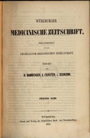 Würzburger medicinische Zeitschrift. 2. 1861