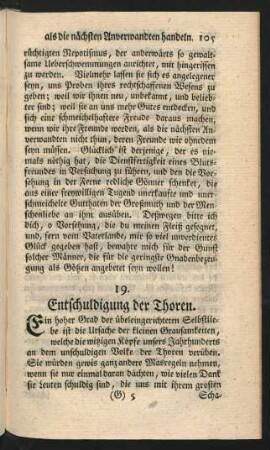 19. Entschuldigung der Thoren