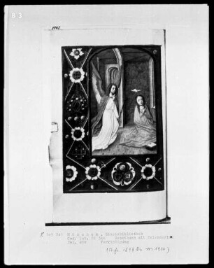 Gebetbuch mit Kalendarium — Verkündigung an Maria, Folio 45verso