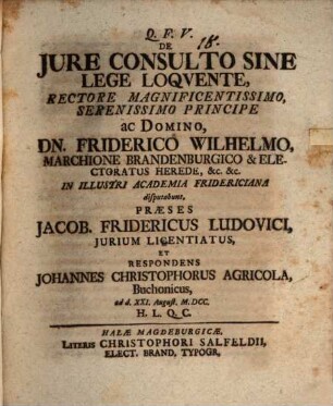 De Iure Consulto Sine Lege Loquente