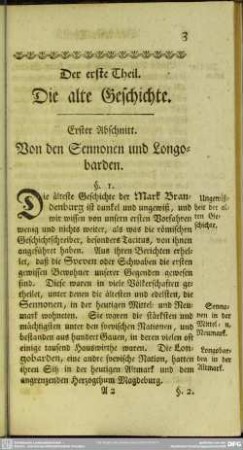 Der erste Theil. Die alte Geschichte