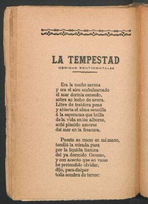 La tempestad : Décimas sentimentales