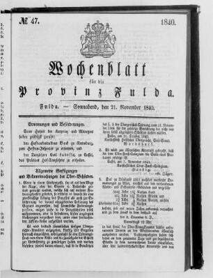 Nr. 47, Ausgabe vom 21. November 1840