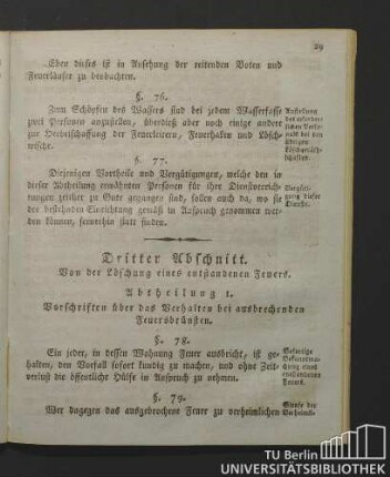 Dritter Abschnitt. Von der Löschung eines entstandenen Feuers.
