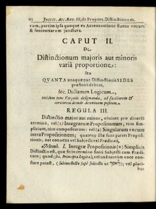 Caput II. De Distinctionum maioris aut minoris varia proportione