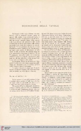 Descrizione delle Tavole