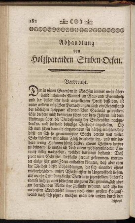 Abhandlung von Holzsparenden Stuben-Oefen