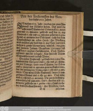 Von den Finsternissen des Monden dieses 1602. Jahrs.
