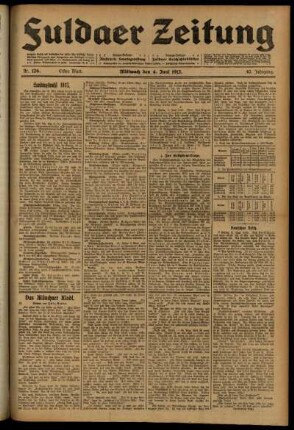 Erste Ausgabe vom Mittwoch, den 04. Juni 1913.