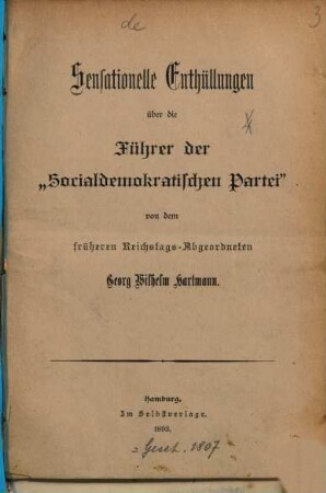 Sensationelle Enthüllungen über die Führer der "Socialdemokratischen Partei"