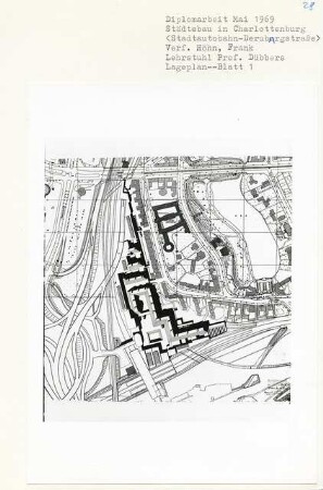Stadtautobahn Dernburgstraße, Berlin-Charlottenburg (Diplomarbeit bei Kurt Dübbers): Lageplan