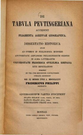 De tabula Peutingeriana accedunt fragmenta Agrippae geographica